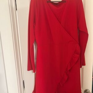 PrettyLittleThing Vibrant Red Long Sleeve Dress